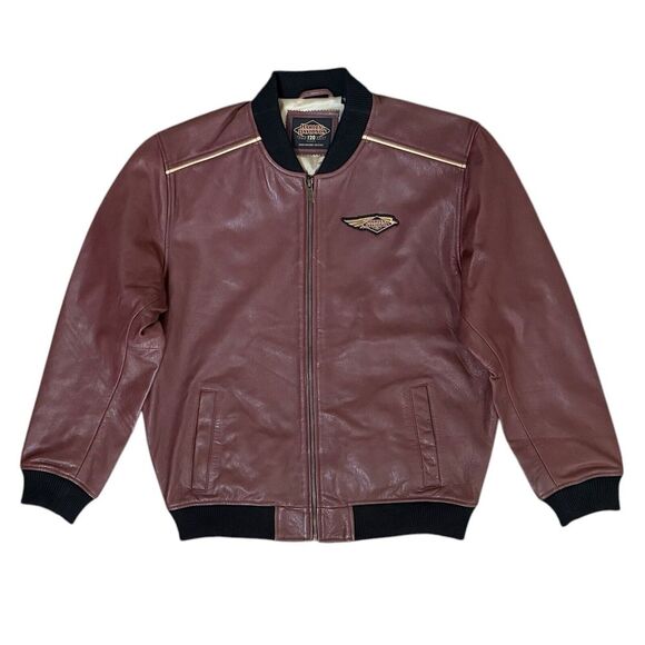 Harley Davidson 120th Anniversary Leather Jacket Dark Red Mens Size Large‎ New - Picture 1 of 6